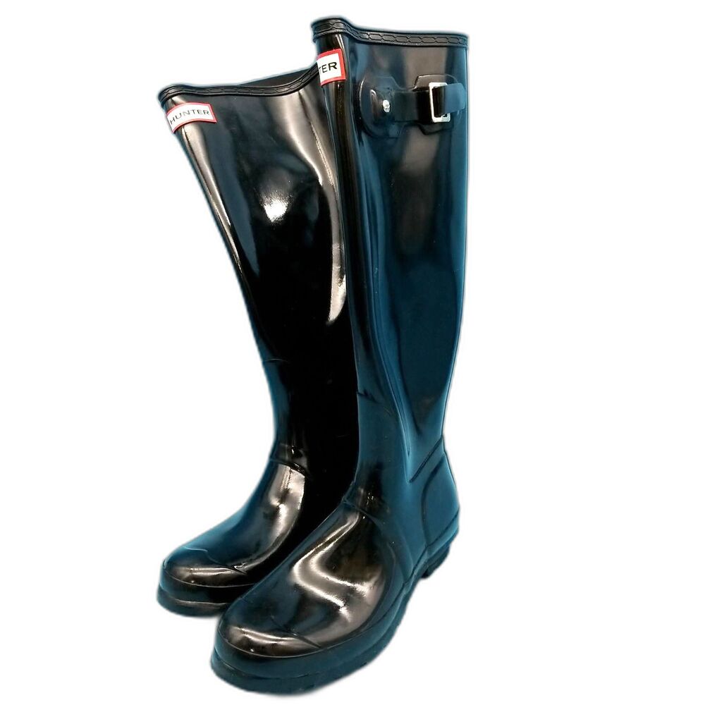 Hunter Women's Original Tall Gloss Black Rain Boots - Size 8